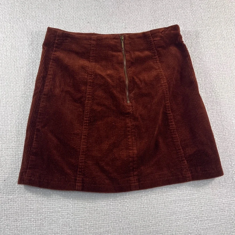 Mi Ami Francescas Rust Brown Corduroy Mini Skirt Small WS30207 High Waist A-Line